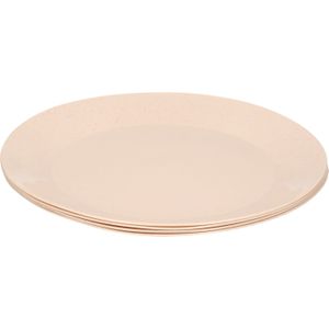 4x ontbijt/diner bordjes van afbreekbaar bio-plastic 21 cm dia in het eco-beige - Campingservies/picknickservies