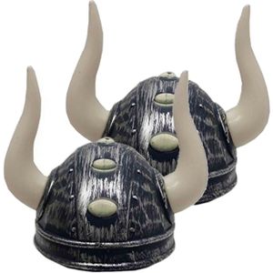 4x stuks viking verkleed helm met hoorns - Carnaval verkleed hoeden