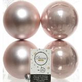 16x Lichtroze kunststof kerstballen 10 cm - Mat/glans - Onbreekbare plastic kerstballen - Kerstboomversiering lichtroze