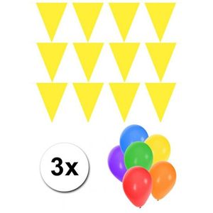 Pakket 3x vlaggenlijn XL geel incl gratis ballonnen