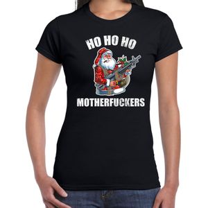 Hohoho motherfuckers fout Kerst t-shirt - zwart - dames - Kerstkleding / Kerst outfit