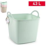 Plasticforte Kuip/emmer/wasmand - flexibel - lichtgroen - 43 liter - vierkant - kunststof - 40 x 40 x 44 cm