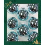 8x Starlight blauwe glazen kerstballen glans 7 cm kerstboomversiering - glans - Kerstversiering/kerstdecoratie blauw