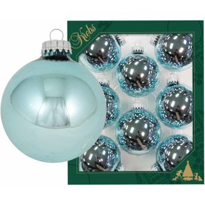 8x Starlight blauwe glazen kerstballen glans 7 cm kerstboomversiering - glans - Kerstversiering/kerstdecoratie blauw