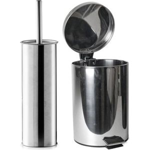 Zeller Badkamer/toilet accessoires - WC-borstel/pedaalemmer 3L- zilver
