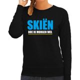 Apres ski trui Skien doe ik morgen wel zwart  dames - Wintersport sweater - Foute apres ski outfit/ kleding/ verkleedkleding