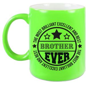 Bellatio Decorations Cadeau koffie/thee mok voor broer - beste broer - groen - 300 ml