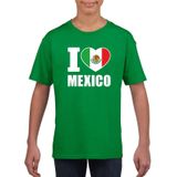 Groen I love Mexico supporter shirt kinderen - Mexicaans shirt jongens en meisjes