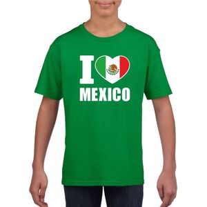 Groen I love Mexico supporter shirt kinderen - Mexicaans shirt jongens en meisjes