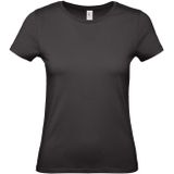 Set van 5x stuks zwart basic t-shirts met ronde hals voor dames - katoen - 145 grams - zwarte shirts / kleding, maat: XL (42)