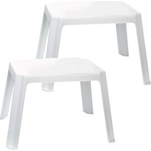 2x Stuks Kunststof Kindertafels Wit 55 X 66 X 43 cm - Kindertafel Buiten - Bijzettafel