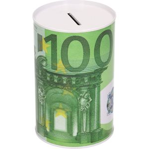 Spaarpot 100 euro biljet 8 x 15 cm - Blikken/metalen spaarpotten met euro biljetten
