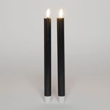 Anna's Collectionled dinerkaarsen - 4x - zwart -24 cm - 3D lont - warm wit licht