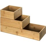 Set van 6x bestekbakken/keuken organizers verschillende formaten van bamboe hout