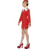Rood stewardess kostuum met hoedje