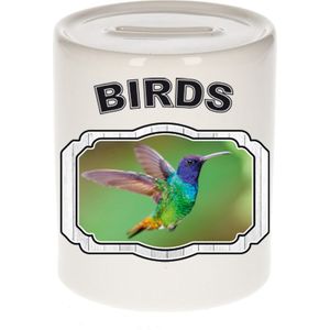 Dieren liefhebber kolibrie vogel spaarpot  9 cm jongens en meisjes - keramiek - Cadeau spaarpotten vogels liefhebber