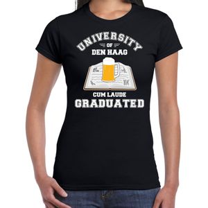 Carnaval t-shirt zwart university of Den Haag voor dames - Haags geslaagd / afstudeer cadeau verkleed shirt