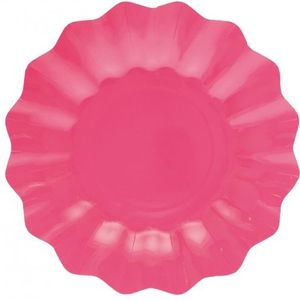 24x Diepe kartonnen bordjes roze 21 cm - Wegwerpborden van karton - Feestbordjes - Feestartikelen tafeldecoratie