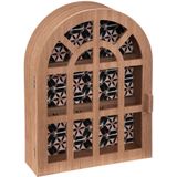 Atmosphera Sleutelkastje Classic Window - mdf/glas - lichtbruin - 27 x 36 cm - Klassieke boog raam - staand of muur bevestiging