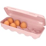 Plasticforte Eierdoos - 2x - koelkast organizer eierhouder - 10 eieren - licht roze - kunststof - 27 x 12,5 cm
