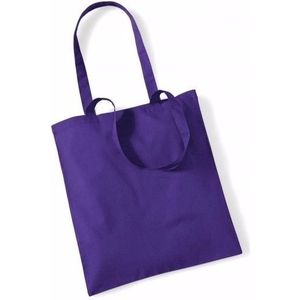 10x Katoenen schoudertasjes paars 42 x 38 cm - 10 liter - Shopper/boodschappen tas - Tote bag - Draagtas