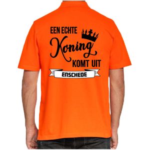 Bellatio Decorations Poloshirt Koningsdag - oranje - Echte Koning komt uit Enschede - heren - shirt