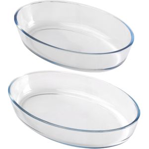 Chef traiteur ovenschaal set 2-delig - ovaal - glas - 2,4 en 3L - keuken