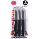 Haushaltshelden keukenmesjes/schilmesjes - 9x - RVS - zwart - 16 cm