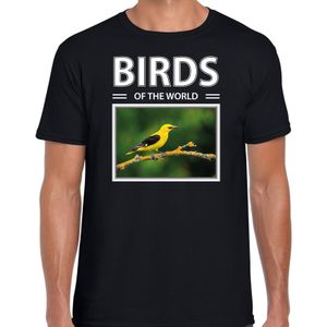 Dieren foto t-shirt Wielewaal - zwart - heren - birds of the world - cadeau shirt Wielewaal vogels liefhebber