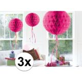 3x feestversiering decoratie bollen fel roze 30 cm