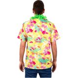 Hawaii shirt/blouse - Verkleedkleding - Heren - Tropische bloemen - geel