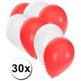 30 Zwitserse Ballonnen - 27 cm - rode / witte versiering