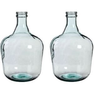 2x Fles vaas Diego 27 x 42 cm transparant gerecycled glas - Home Deco vazen - Woonaccessoires