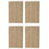 12x Beige/naturel gevlochten placemat 33 x 47 cm rechthoek