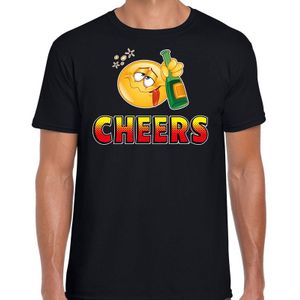 Funny emoticon t-shirt Cheers zwart voor heren -  Fun / cadeau - Foute party kleding