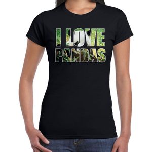 I love pandas t-shirt zwart dames - panda beren dieren t-shirt / kleding - cadeau t-shirt / panda shirts