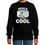 Dieren witte zeehond sweater zwart kinderen - seals are serious cool trui - cadeau zeehond/ zeehonden liefhebber - kinderkleding / kleding