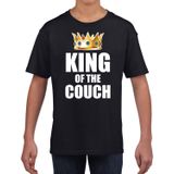 King of the couch t-shirt zwart voor kinderen / jongens - Woningsdag / Koningsdag - thuisblijvers / luie dag / relax shirtje