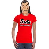 Rood Bella Ciao t-shirt maat L - met La Casa de Papel masker voor dames - kostuum