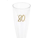 Santex verjaardag feest champagneglazen - leeftijd - 24x - 80 jaar - goud - kunststof