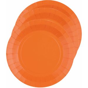 Santex feest gebak/taart bordjes - oranje - 20x stuks - karton - D17 cm