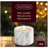 Lumineo LED kaars - marmer look - D9 x H8,5 cm - warm wit - met timer