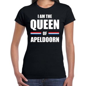 Koningsdag t-shirt I am the Queen of Apeldoorn - zwart - dames - Kingsday Apeldoorn outfit / kleding / shirt