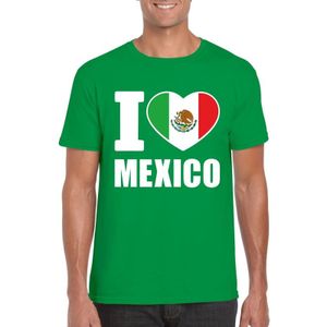 Groen I love Mexico supporter shirt heren - Mexicaans t-shirt heren