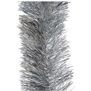Kerstslingers zilver 10 cm breed x 270 cm - Guirlande folie lametta slingers - Zilveren kerstboom versieringen