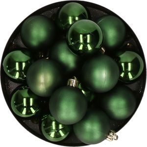 32x stuks kunststof kerstballen dennengroen 4 cm - Onbreekbare plastic kerstballen - Kerstboomversiering