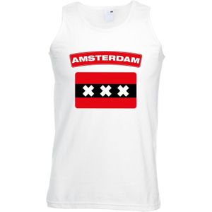 Amsterdam singlet shirt/ tanktop met Amsterdamse vlag wit heren