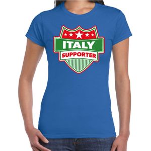 Italy supporter schild t-shirt blauw voor dames - Italie landen t-shirt / kleding - EK / WK / Olympische spelen outfit
