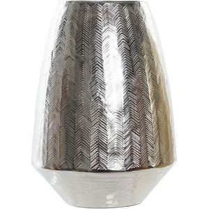 Bloemenvaas van aluminium zilver 22 x 32 cm. Prachtige stijlvolle bloemen of takken vaas voor binnen