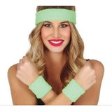 Foute 80s/90s party verkleed accessoire set - neon groen - jaren 80/90 thema feestje - 4-delig